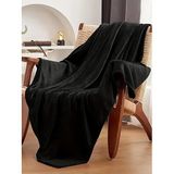 Mulberry Wellsoft Battaniye, Televizyon Battaniyesi, Peluş, Polar Battaniye, Çift Kişilik 220x230 cm Siyah,%100 Polyester