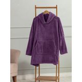 Mulberry Wellsoft Kapşonlu Giyilebilir Tv Battaniyesi Unise x Over Size - Mor