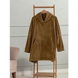 Mulberry Wellsoft Kapşonlu Giyilebilir Tv Battaniyesi Unisex Over Size - Camel Antrasit