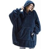Mulberry Wellsoft Kapüşonlu Giyilebilir Tv Battaniyesi Unisex Over Size (Lacivert)