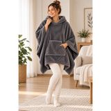 Mulberry Wellsoft Panço Kapüşonlu Giyilebilir Battaniye Oversize Sıcak Tutan Yumuşak Tv Battaniyesi - Antrasit - 85 x 135 cm
