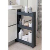Mulina Home 3 KATLI TEKERLEKLİ RAF ÜNİTESİ BANYO RAFI MUTFAK RAFI ÇOK AMAÇLI RAF(ANTRASİT)
