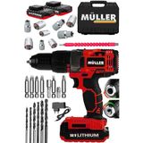 Müller Germany 58 V 8 Ah Çift Metal Şanzuman Bakır Sargılı Çift Akülü 27 Parça Şarjlı Matkap Vidalama