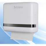 Mulpex Beyaz Duvara Monte Z Katlamalı Kağıt Havlu Dispenseri | Premium ABS Gövde, Anahtarlı Kilit, Vidalı & Yapışkan Montaj
