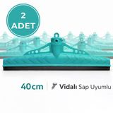 Mulpex Çekpas 40 Cm 2 Adet Vidalı Sap Uyumlu Yersil Çekçek Yer Çekçeği Zemin Temizlik Aparatı