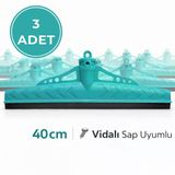 Mulpex Çekpas 40 cm 3 Adet Vidalı Sap Uyumlu | Yersil Çekçek Yer Çekçeği | Zemin Temizlik Aparatı