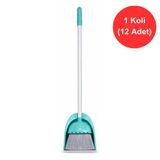 Mulpex Hazneli Süpürgeli Faraş Seti x 12 Adet | Uzun Saplı Temizlik Süpürgesi | Yoğun Kıllı Fırça