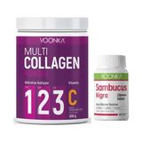 Multi Collagen Powder- Takviyesi 300GR+KARA Mürver Ekstresi Sambucus Nigra 42 Çiğneme Tableti