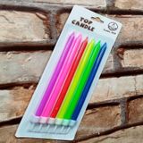 MULTİ COLORS BIRTHDAY CANDLE VIP KALİTE UZUN RENKLİ NEON PASTA MUMU 6 ADET NEON RENKLİ DOĞUM GÜNÜ MUMU