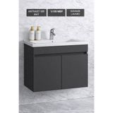 Multi Series 55 cm Antrasit Gri Mat Asma Lavabolu Banyo Alt Dolabı - Seramik Lavabolu Banyo Alt Dolap