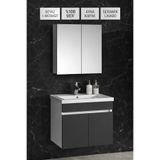 Multi Series 55 cm Beyaz Antrasit Gri Mat Asma Banyo Dolabı Takımı - Seramik Lavabolu Aynalı Banyo Dolap Seti