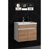 Multi Series 55 cm Beyaz Atlantik Çam Asma Banyo Alt Dolabı - Seramik Lavabolu MDF Alt Banyo Dolabı