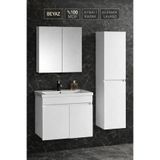 Multi Series 65 cm +35 Beyaz Banyo Dolabı Takımı - Aynalı Seramik Lavabolu Banyo Seti