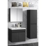 Multi Series 65 cm + 35 cm Antrasit Gri Mat Asma Banyo Dolabı Takımı - Seramik Lavabolu Aynalı Banyo Dolap Seti