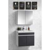 Multi Series 65 cm Beyaz - Antrasit Gri Mat Banyo Dolabı Takımı - Aynalı Seramik Lavabolu Mdf Banyo Dolap Seti