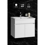 Multi Series 65 cm Beyaz MDF Asma Banyo Alt Dolabı - Seramik Lavabolu Banyo Alt Dolap
