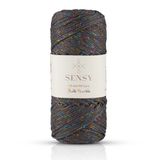 Multi Sparkle Simli Çok Renkli İp 100 Gr Polyester Makrome İpi 1,5 Mm - 150 M (Koyu Gri)