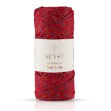 Multi Sparkle Simli Çok Renkli İp 100 Gr Polyester Makrome İpi 1,5 Mm - 150 M (Koyu Kırmızı)