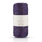 Multi Sparkle Simli Çok Renkli İp 100 Gr Polyester Makrome İpi 1,5 Mm - 150 M (Mor)