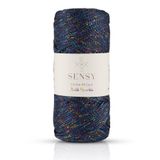 Multi Sparkle Simli Çok Renkli İp 100 Gr Polyester Makrome İpi Lacivert 1,5 Mm - 150 M