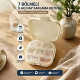 Multi Trendy Haftalık Ilaç Kutusu 7 Günlük Taşınabilir Hap Organizer Vitamin Kutusu Seyahat Tipi Kulplu - Krem