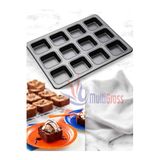 Multiamo 12'li Yanmaz Yapışmaz Kare Muffin Cupcake Kalıbı, 35 cm x 27 cm, Gri