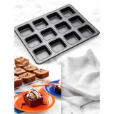 Multiamo 12'li Yanmaz Yapışmaz Kare Muffin & Cupcake Kalıbı 35CM x 27 cm