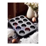 Multiamo 12'li Yanmaz Yapışmaz Muffin Cupcake Kalıbı, 35 cm x 27 cm, Gri