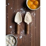 Multiamo 2 Adet Akasya Saplı Silikon Mini Boy Ölçü Kaşığı Kahve Şeker Ölçü Küreği 13,5 cm - Krem