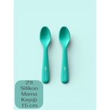 Multiamo 2'li Silikon Mama Kaşığı 15 cm %100 Silikon Bpa Free - Yeşil