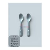 Multiamo 2'li Silikon Mama Kaşığı 15 cm, Gri