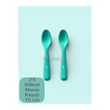 Multiamo 2'li Silikon Mama Kaşığı 15 cm, Yeşil