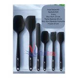 Multiamo 6'lı Takım Yanmaz Yapışmaz Silikon Spatula Seti, Siyah