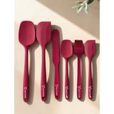 Multiamo 6lı Takım Yanmaz Yapışmaz Slikon Yumurta Fırçası Kaşık Bıçak Pasta Spatula Seti - Fuşya