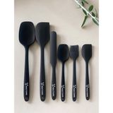 Multiamo 6lı Takım Yanmaz Yapışmaz Slikon Yumurta Fırçası Kaşık Bıçak Pasta Spatula Seti - Siyah