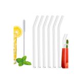 Multiamo 7 Parça Şeffaf Cam Eğimli Pipet + Pipet Temizleyici/Sunum Pipetleri (6 Cam Pipet+1 Adet Temizleyici) Şeffaf