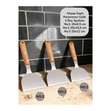 Multiamo Ahşap Saplı Paslanmaz 3 Boy Çelik Spatula/börek Hamburger Tatlı Kazıcıyı Baklavacı Spatula 3 Adet - Gümüş