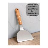Multiamo Ahşap Saplı Paslanmaz Büyük Boy Çelik Spatula/Börek Hamburger Tatlı Kazıcıyı Baklavacı Spatula No:3 Metalik