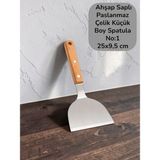 Multiamo Ahşap Saplı Paslanmaz Küçük Boy Çelik Spatula/Börek Hamburger Tatlı Kazıcıyı Baklavacı Spatula No:1 - Metalik