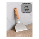 Multiamo Ahşap Saplı Paslanmaz Orta Boy Çelik Spatula/Börek Hamburger Tatlı Kazıcıyı Baklavacı Spatula No:2 - Metalik
