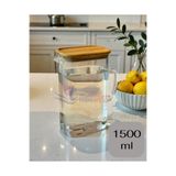 Multiamo Bambu Kapaklı Cam Sürahi, 1500 ml, Buzdolabı Yan Rafa Uyumlu