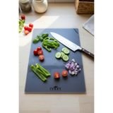 Multiamo Cam Kesme Tahtası ve Sunumluk / Sunum Tabağı (25CMX35CM) - Gri