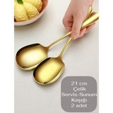 Multiamo Çelik 21 cm 2 Adet Servis Kaşığı / Sunum Kaşığı - Gold