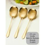 Multiamo Çelik 21 cm 3 Adet Servis Kaşığı / Sunum Kaşığı - Gold