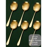 Multiamo Çelik 21 cm 6 Adet Servis Kaşığı / Sunum Kaşığı - Gold