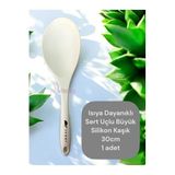 Multiamo Isıya Dayanıklı Sert Uçlu 30 cm Büyük Silikon Kaşık, Krem