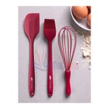 Multiamo Isıya Dayanıklı Silikon Büyük Boy Tatlı-Pasta Hazırlık Seti Sivri Spatula/yumurta Fırçası/çırpıcı - Fuşya