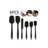Multiamo Isıya Dayanıklı Silikon Spatula Seti, 6 Parça, Siyah