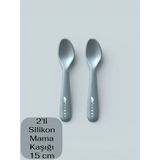 Multiamo İvory 2'li Silikon Mama Kaşığı 15 cm %100 Silikon Bpa Free - Gri