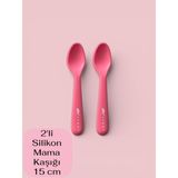 Multiamo İvory 2'li Silikon Mama Kaşığı 15 cm %100 Silikon Bpa Free - Koyu Pembe